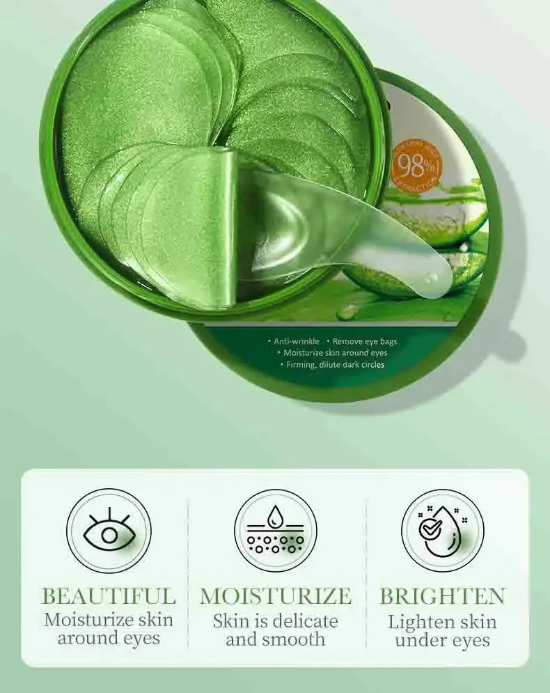 Lot de 60 Patchs Yeux Aloe Vera & Collagène – Anti-cernes, Anti-poches et Anti-rides