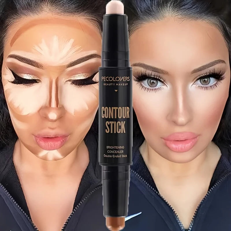 Contouring Stick wiStick Contouring Double Embout – Anti-cernes & Highlighter pour Nez Sculpté et V-Shapeth Double-headed Concealer Highlighter for Three-dimensional Nose Bridge Shadow V Face High Nose Bridge